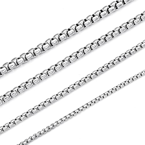 HSWYFCJY Herren Halskette Edelstahl Silber Box Kette Damen 2.5 MM Briolette Kette Venetian LinkKette Link Collier Halskette Länge 24 Zoll HSWYFCJY Herren Halskette Edelstahl Silber Box Kette Damen 2.5 MM Briolette Kette Venetian LinkKette Link Collier Halskette Länge 24 Zoll von HSWYFCJY