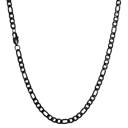 HSWYFCJY Figaro Kette Herren Schwarz kette Männer Edelstahl Kette Schmuck Halskette für Männer Geschenk 5mm, 24 Zoll HSWYFCJY Figaro Kette Herren Schwarz kette Männer Edelstahl Kette Schmuck Halskette für Männer Geschenk 5mm, 24 Zoll von HSWYFCJY