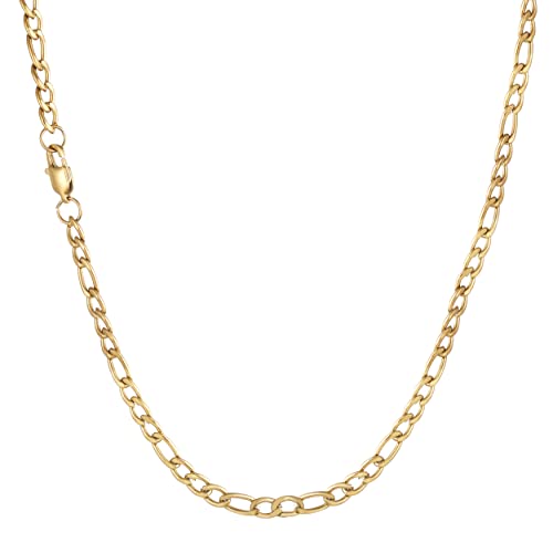 HSWYFCJY Goldene Figaro kette Männer Edelstahl Kette Herren Kette Schmuck Halskette für Männer Geschenk 5mm, 18 Zoll von HSWYFCJY