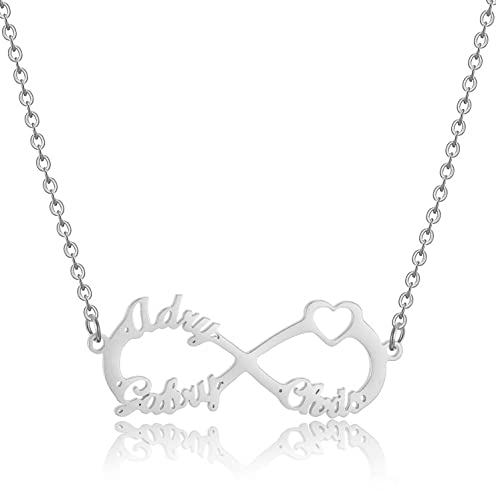 HSWYFCJY Namenskette Unendlichkeitszeichen, Personalisiert Infinity Kette mit Namen, Silber Gold Roségold Namen Kette Halskette Schmuck für Damen von HSWYFCJY