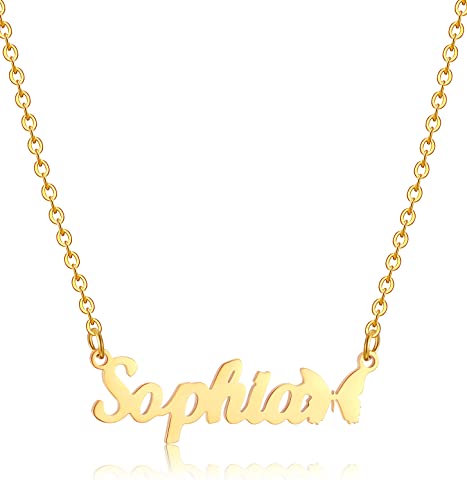 HSWYFCJY Namenskette für Damen, Personalisiert Kette mit Namen， Silber Gold Roségold Namen Kette Halskette Schmuck für Frauen von HSWYFCJY