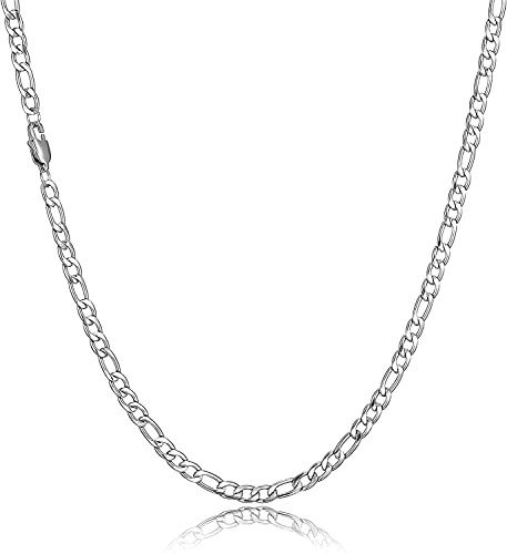 HSWYFCJY Silber Figaro Kette Männer Kette Halskette Edelstahl Herren Ketten Schmuck Halskette für Männer Geschenk 5mm, 18 Zoll von HSWYFCJY