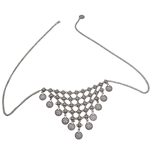 Körperkette Mode Vintage baumeln mehrschichtige Pailletten Quaste Bauchkette Gürtel Tanz Taille Kette Geschenk Körperzubehör Schmuck für Frauen und Mädchen Körperschmuck Zubehör von HSYHKDSY