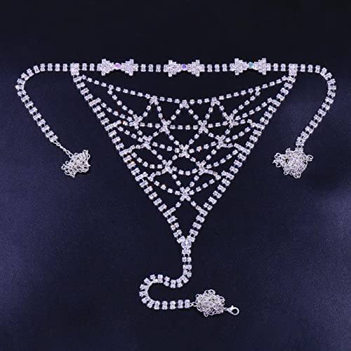 Körperketten, Band, Strass, Körperkette, BH-Geschirr für Frauen, sexy Strand-Accessoire, Bikini-BH, Tanga, Schmuck-Sets (2 b) von HSYHKDSY