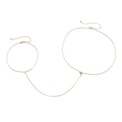 Körperketten, Schmuck, sexy Kreuz-Brustkette, dünne Bikini-Kette für Frauen, einfacher Strandgeschirr, BH, Taille, Bauchkette (Gold b) von HSYHKDSY