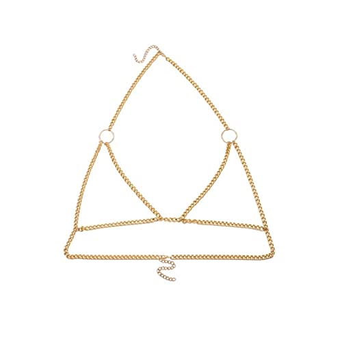 Körperketten Böhmen Einfache große Kreis-Taillenkette Sexy Bikini-Brustkette Strand mit Kreuz-Halskette Frauen-Körperkette (Gold b) von HSYHKDSY