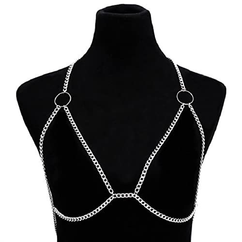 Körperketten Böhmen Einfache große Kreis-Taillenkette Sexy Bikini-Brustkette Strand mit Kreuz-Halskette Frauen-Körperkette (versilbert b) von HSYHKDSY