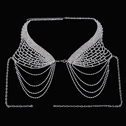 Körperketten Dessous Fransen Strass BH Kette Sling Damen Sexy Mode Bikini BH Tanga Körperschmuck Set (1 b) von HSYHKDSY