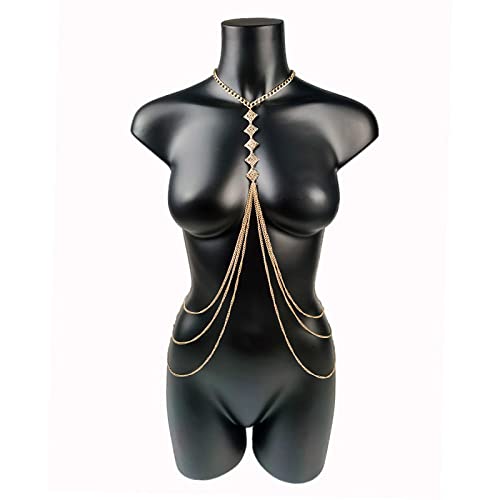 Körperketten Mode Körperschmuck Sexy Brustketten Bauchkette Für Frauen Körperkette Bikini Kleid Zubehör BH Geschenk Mehrschichtige Halskette von HSYHKDSY