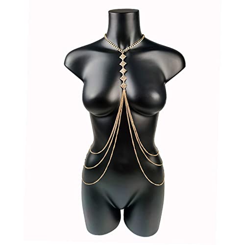 Mode Körper Schmuck Sexy Brust Ketten Bauch Kette Für Frauen Körper Kette Bikini Kleid Zubehör Bh Geschenk Mehrschichtige Halskette von HSYHKDSY