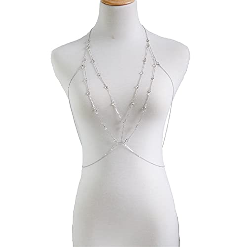 Party-Körperkette, 1 Stück, modisch, mehrlagig, BH-Kette, Strand, Bikini, Kreuz, Taille, Hosenträger, Körperschmuck, Halskette, feiner Schmuck für Frauen und Mädchen, Körperschmuck (A) (B) () von HSYHKDSY