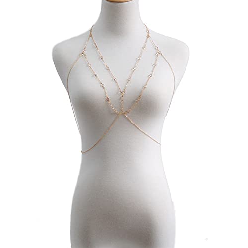 Party-Körperkette, 1 Stück, modisch, mehrlagig, BH-Kette, Strand, Bikini, Kreuz, Taille, Hosenträger, Körperschmuck, Halskette, feiner Schmuck für Frauen und Mädchen, Körperschmuck (A) (B) () von HSYHKDSY