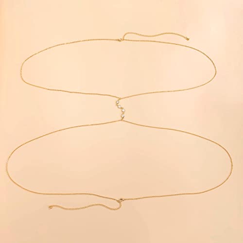 Schlichte sexy Kreuzkristall-integrierte Taillenkette und Brustkette, sexy Strand-Bikini-Körperkette, Bauchkette für Frauen (Silberfarbe) (Goldfarbe) von HSYHKDSY