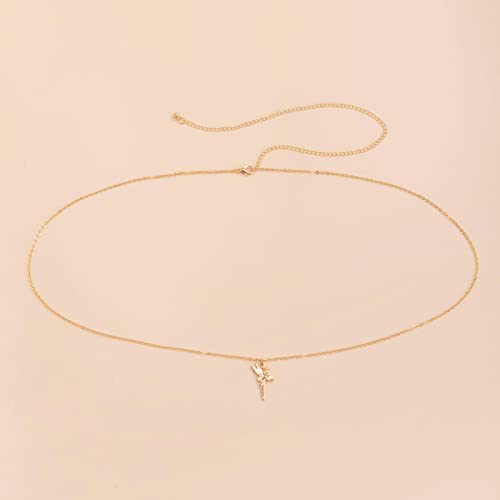 Sexy einfache Anhänger-Körperkette für Frauen, minimalistischer Metall-Bikini-Strand, feine Kette, Taillenkette, Körperschmuck (Silberfarbe) (Goldfarbe) von HSYHKDSY