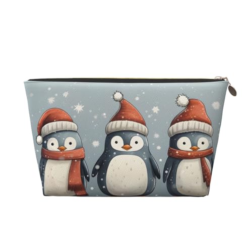 HSYOYO Make-up-Tasche, wasserdicht, Kosmetiktasche, Organizer, kleine Make-up-Tasche, Reißverschluss, tragbare Reise-Kulturbeutel für Frauen und Mädchen, Weihnachts-Pinguin, Einheitsgröße von HSYOYO