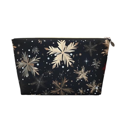 HSYOYO Make-up-Tasche, wasserdicht, Kosmetiktasche, Organizer, kleine Make-up-Tasche, Reißverschluss, tragbare Reise-Kulturbeutel für Frauen und Mädchen, Weihnachts-Schneeflocken-Urlaub, Einheitsgröße von HSYOYO