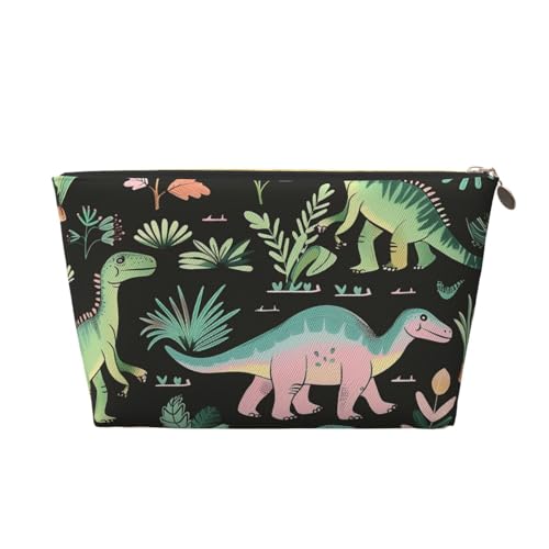 HSYOYO Make-up-Tasche, wasserdicht, Kosmetiktasche, Organizer, kleine Make-up-Tasche, mit Reißverschluss, tragbare Reise-Kulturbeutel für Frauen und Mädchen, Dinosaurier-grüner Baum, Einheitsgröße von HSYOYO