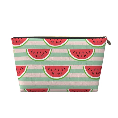 HSYOYO Make-up-Tasche, wasserdicht, Kosmetiktasche, Organizer, kleine Make-up-Tasche, mit Reißverschluss, tragbare Reise-Kulturbeutel für Frauen und Mädchen, Wassermelonen-blaue Streifen von HSYOYO