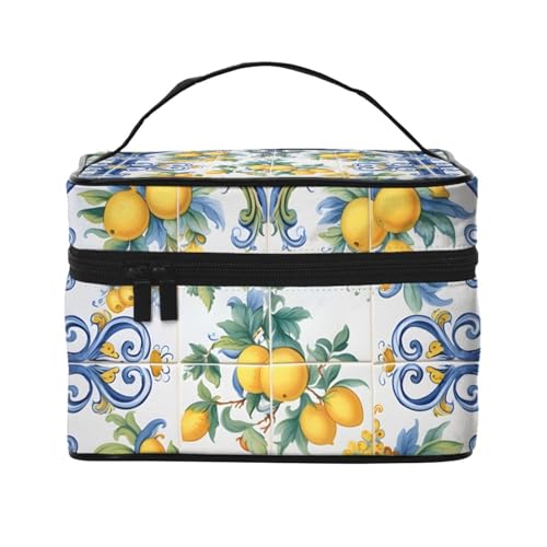 HSYOYO Make-up-Tasche für Damen, Reise-Kosmetiktasche, groß, tragbar, Kulturbeutel, Hautpflege-Organizer-Tasche, Boho-Zitrone, Einheitsgröße HSYOYO Make-up-Tasche für Damen, Reise-Kosmetiktasche, groß, tragbar, Kulturbeutel, Hautpflege-Organizer-Tasche, Boho-Zitrone, Einheitsgröße von HSYOYO