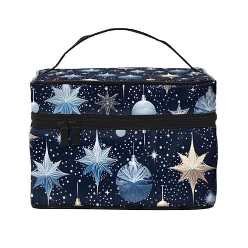 HSYOYO Make-up-Tasche für Damen, Reise-Kosmetiktasche, groß, tragbar, Kulturbeutel, Hautpflege-Organizer-Tasche, Weihnachts-Schneeflocken-Ball, Einheitsgröße von HSYOYO