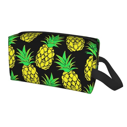 HSYOYO Reise-Kulturbeutel für Damen und Herren, tragbar, zum Aufhängen, wasserdicht, Kosmetik-Organizer, große Kapazität, Rasiertasche, Make-up-Tasche, Hellgelbe Ananas, Einheitsgröße von HSYOYO