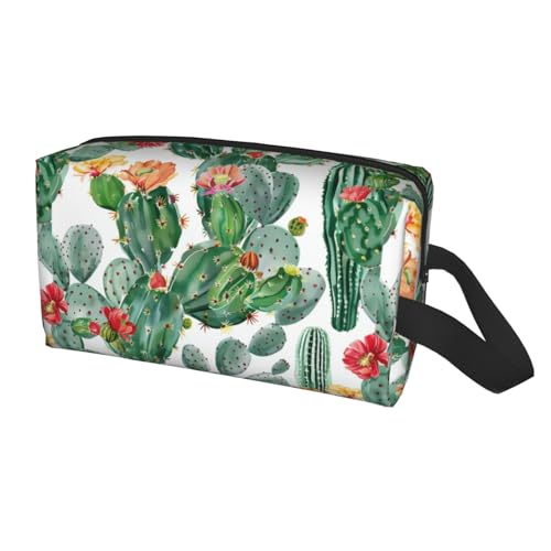 HSYOYO Reise-Kulturbeutel für Damen und Herren, tragbar, zum Aufhängen, wasserdicht, Kosmetik-Organizer, große Kapazität, Rasiertasche, Make-up-Tasche, Kaktuspflanzen, Einheitsgröße von HSYOYO