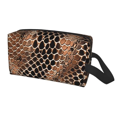 HSYOYO Reise-Kulturbeutel für Damen und Herren, tragbar, zum Aufhängen, wasserdicht, Kosmetik-Organizer, große Kapazität, Rasiertasche, Make-up-Tasche, Schlangenhaut-Druck, Einheitsgröße von HSYOYO