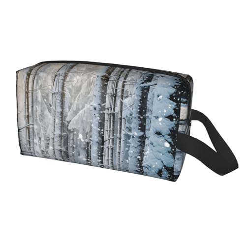 HSYOYO Reise-Kulturbeutel für Damen und Herren, tragbar, zum Aufhängen, wasserdicht, Kosmetik-Organizer, große Kapazität, Rasiertasche, Make-up-Tasche, Snowy Forest, Einheitsgröße von HSYOYO
