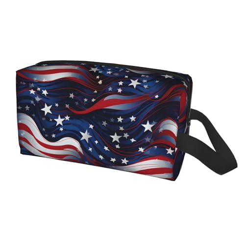 HSYOYO Reise-Kulturbeutel für Damen und Herren, tragbar, zum Aufhängen, wasserdicht, Kosmetik-Organizer, große Kapazität, Rasiertasche, Make-up-Tasche, UAS-Flaggenstern, Einheitsgröße von HSYOYO