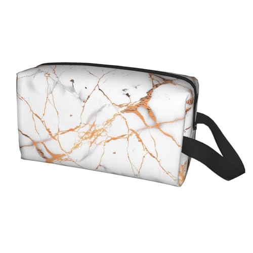 HSYOYO Reise-Kulturbeutel für Damen und Herren, tragbar, zum Aufhängen, wasserdicht, Kosmetik-Organizer, große Kapazität, Rasiertasche, Make-up-Tasche, Weißer Marmor, Einheitsgröße von HSYOYO