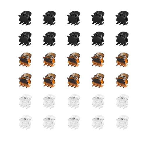 HSYTEK 30 Stück Haarspangen Klein,Mini Haarklammern,Haarklammer Braun,1 cm Mini Haarspangen für Design, Kinder und Erwachsene mini haarspangen von HSYTEK