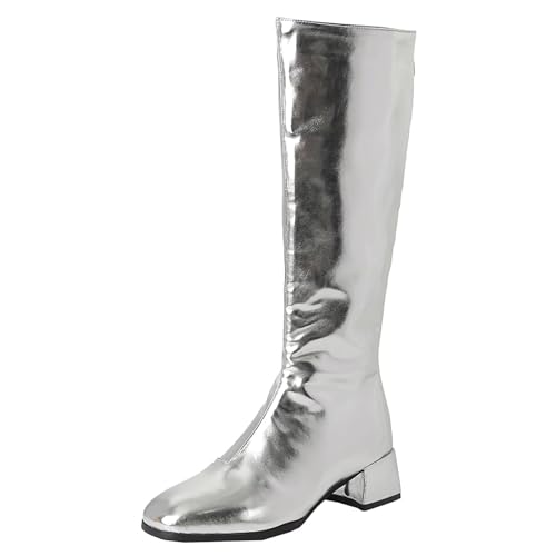 HSyc JRX Chunky Heels Kniehoch Stiefel mit Reißverschluss Blockabsatz Langschaft Stiefel 43 von HSyc JRX