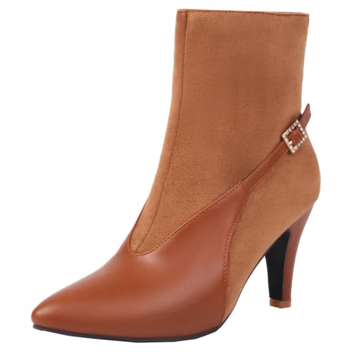 HSyc JRX Damen Ankle Boots Stiefeletten mit Schnalle Stiletto High Heels Reißverschluss Stiefel 37 von HSyc JRX