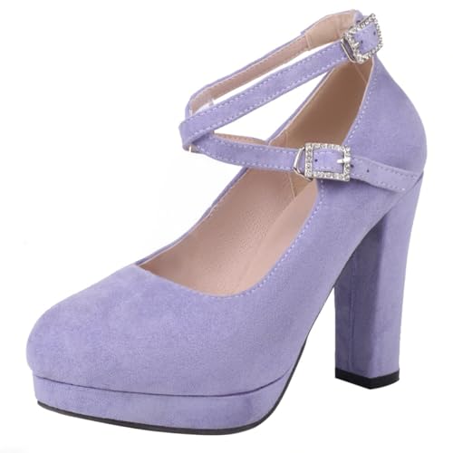 HSyc JRX Damen Blockabsatz High Heels Plateau Pumps mit Riemchen Elegant Wildleder Schuhe 39.5 HSyc JRX Damen Blockabsatz High Heels Plateau Pumps mit Riemchen Elegant Wildleder Schuhe 39.5 von HSyc JRX