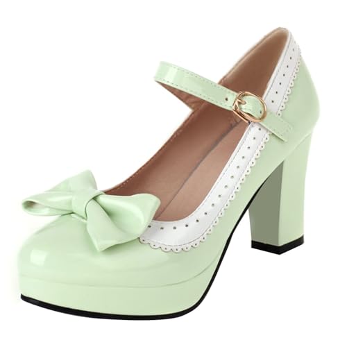 HSyc JRX Damen Damen Plateau High Heels Pumps mit Schleife und Blockabsatz Mary Jane Schuhe 38 HSyc JRX Damen Damen Plateau High Heels Pumps mit Schleife und Blockabsatz Mary Jane Schuhe 38 von HSyc JRX