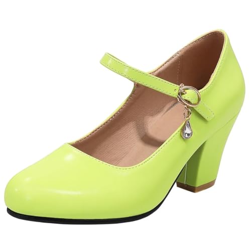 HSyc JRX Damen High Heels Blockabsatz Mary Jane Pumps mit Strass Kleid Schuhe 41 von HSyc JRX