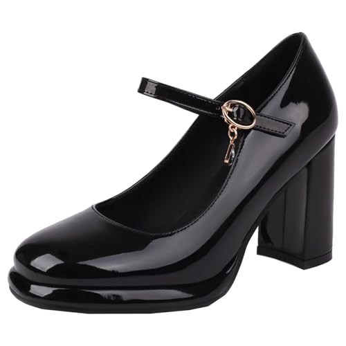 HSyc JRX Damen High Heels Mary Jane Blockabsatz Pumps mit Plateau Schuhe 39.5 von HSyc JRX