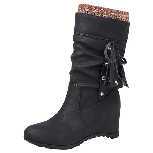 HSyc JRX Damen Keilabsatz Halbstiefel Schuhe mit Versteckte Erhöhung Fransen Stiefel 34 HSyc JRX Damen Keilabsatz Halbstiefel Schuhe mit Versteckte Erhöhung Fransen Stiefel 34 von HSyc JRX
