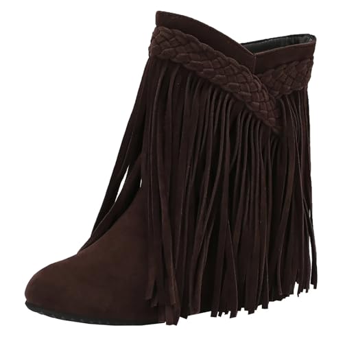 HSyc JRX Damen Keilabsatz Stiefeletten mit Fransen Ankle Boots Winterstiefel 38 HSyc JRX Damen Keilabsatz Stiefeletten mit Fransen Ankle Boots Winterstiefel 38 von HSyc JRX