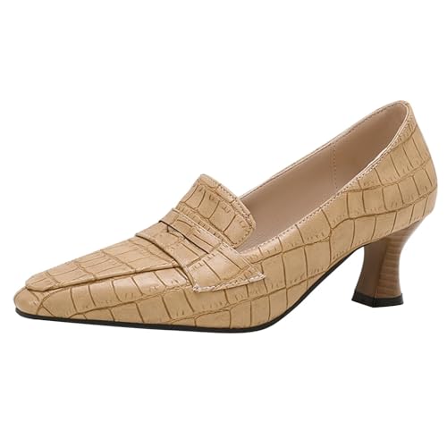 HSyc JRX Damen Kleiner Absatz Pumps mit 5cm Absatz Stiletto High Heels Schuhe Aprikose 37 von HSyc JRX