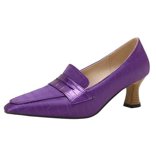 HSyc JRX Damen Kleiner Absatz Pumps mit 5cm Absatz Stiletto High Heels Schuhe Lila 38 von HSyc JRX