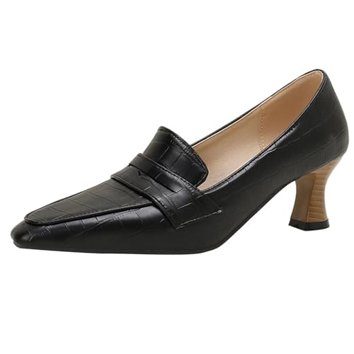 HSyc JRX Damen Kleiner Absatz Pumps mit 5cm Absatz Stiletto High Heels Schuhe Schwarz 38 von HSyc JRX