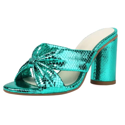 HSyc JRX Damen Pantoletten Sandalen mit 8.5cm Blockabsatz Sommerschuhe Slipper mit Absatz Grün 39.5 HSyc JRX Damen Pantoletten Sandalen mit 8.5cm Blockabsatz Sommerschuhe Slipper mit Absatz Grün 39.5 von HSyc JRX
