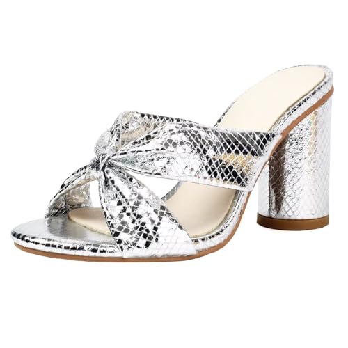 HSyc JRX Damen Pantoletten Sandalen mit 8.5cm Blockabsatz Sommerschuhe Slipper mit Absatz Silber 43 HSyc JRX Damen Pantoletten Sandalen mit 8.5cm Blockabsatz Sommerschuhe Slipper mit Absatz Silber 43 von HSyc JRX