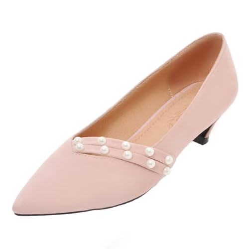 HSyc JRX Damen Pumps mit Kleiner Absatz und Perlen Bequem Schuhe 4 cm Absatz 38.5 von HSyc JRX