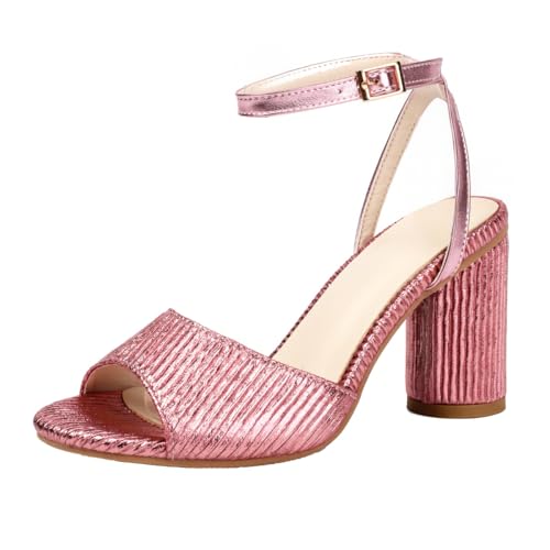 HSyc JRX Damen Sandalen mit Blockabsatz High Heels Riemchensandalen SommerSchuhe Roserot 41.5 HSyc JRX Damen Sandalen mit Blockabsatz High Heels Riemchensandalen SommerSchuhe Roserot 41.5 von HSyc JRX