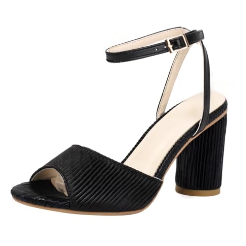 HSyc JRX Damen Sandalen mit Blockabsatz High Heels Riemchensandalen SommerSchuhe Schwarz 42.5 HSyc JRX Damen Sandalen mit Blockabsatz High Heels Riemchensandalen SommerSchuhe Schwarz 42.5 von HSyc JRX