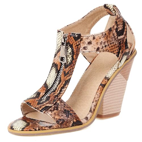 HSyc JRX Damen Sandalen mit Reißverschluss Hinten Blockabsatz High Heels Sandaletten Sommerschuhe Leopard 42.5 HSyc JRX Damen Sandalen mit Reißverschluss Hinten Blockabsatz High Heels Sandaletten Sommerschuhe Leopard 42.5 von HSyc JRX
