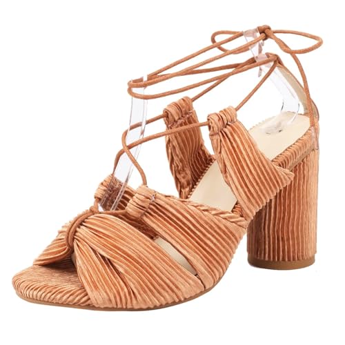 HSyc JRX Damen Sandalen mit Schnürung und Blockabsatz High Heels Sommersandalen Schuhe Orange 42.5 HSyc JRX Damen Sandalen mit Schnürung und Blockabsatz High Heels Sommersandalen Schuhe Orange 42.5 von HSyc JRX