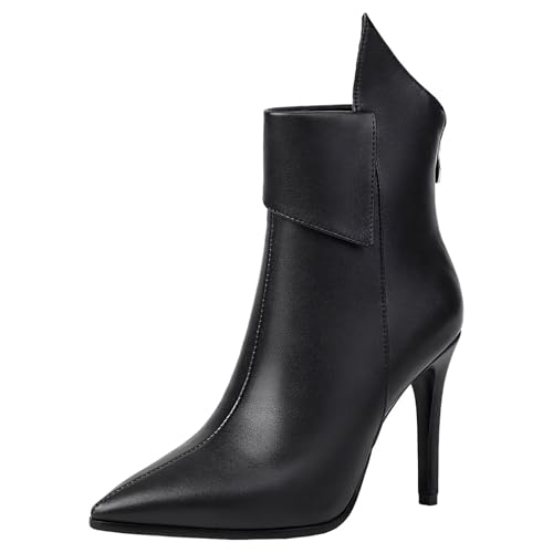 HSyc JRX Damen Stiletto High Heels Stiefeletten mit 10cm Absatz Spitz Zehe Kurzstiefeletten 43 von HSyc JRX